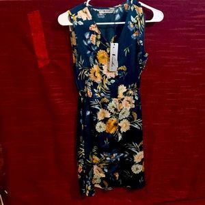Blue floral V-neck but dress